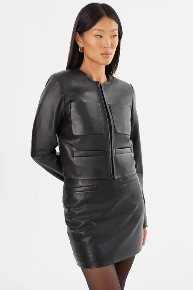 Women LINETTE Leather Jacket Black LAMARQUE Leather Jackets Women LINETTE Leather Jacket Black LAMARQUE Leather Jackets