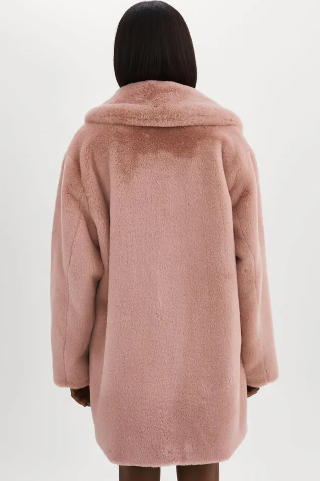 Women LINNEA Faux Fur Coat Smoky Pink LAMARQUE Faux Fur