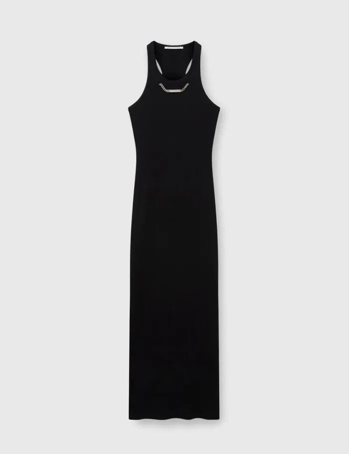Women Logo Chain Midi Dress Black Stella McCartney Dresses