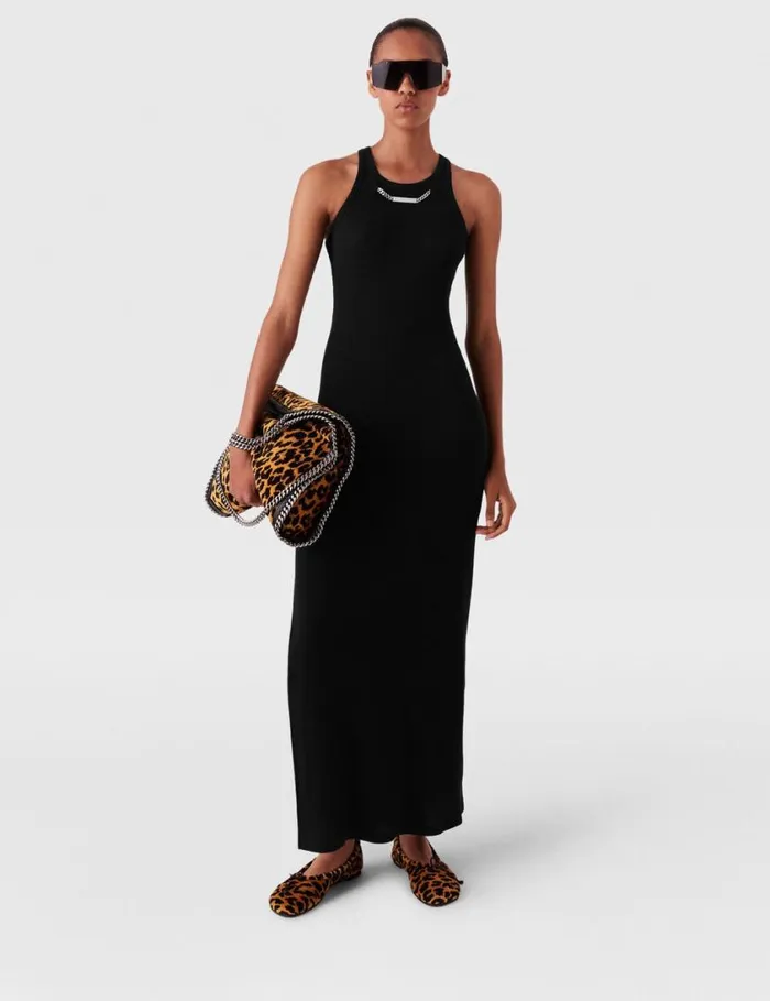 Women Logo Chain Midi Dress Black Stella McCartney Dresses