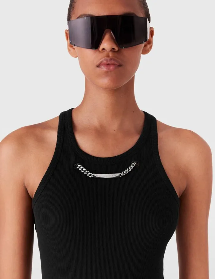 Women Logo Chain Midi Dress Black Stella McCartney Dresses