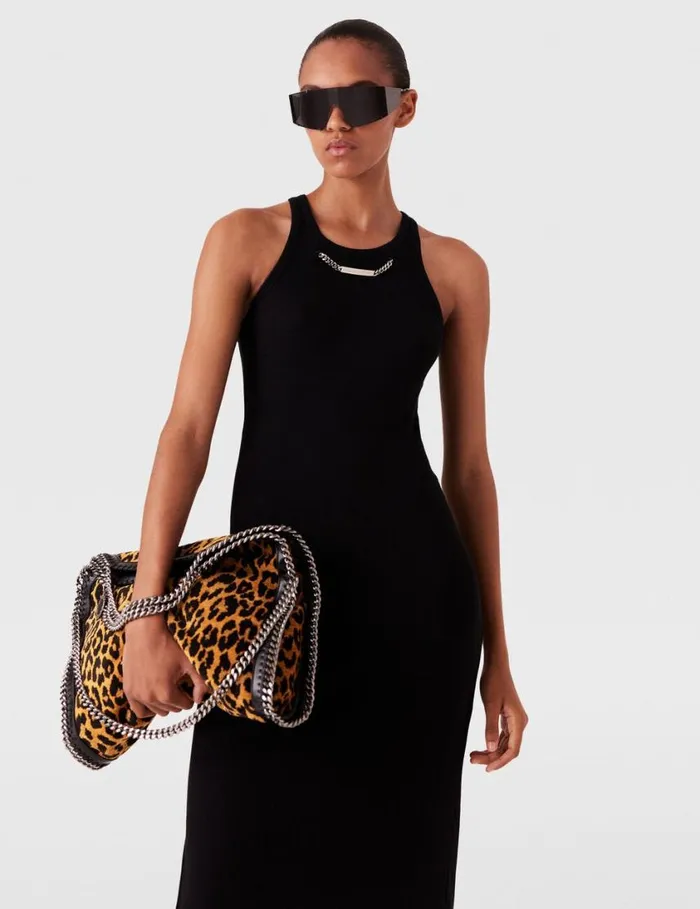 Women Logo Chain Midi Dress Black Stella McCartney Dresses