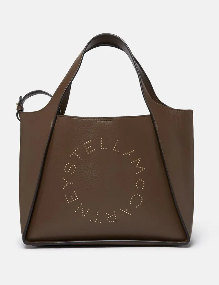 Women Logo Top Handle Crossbody Tote Bag Chocolate Brown Stella McCartney TopHandle Bags