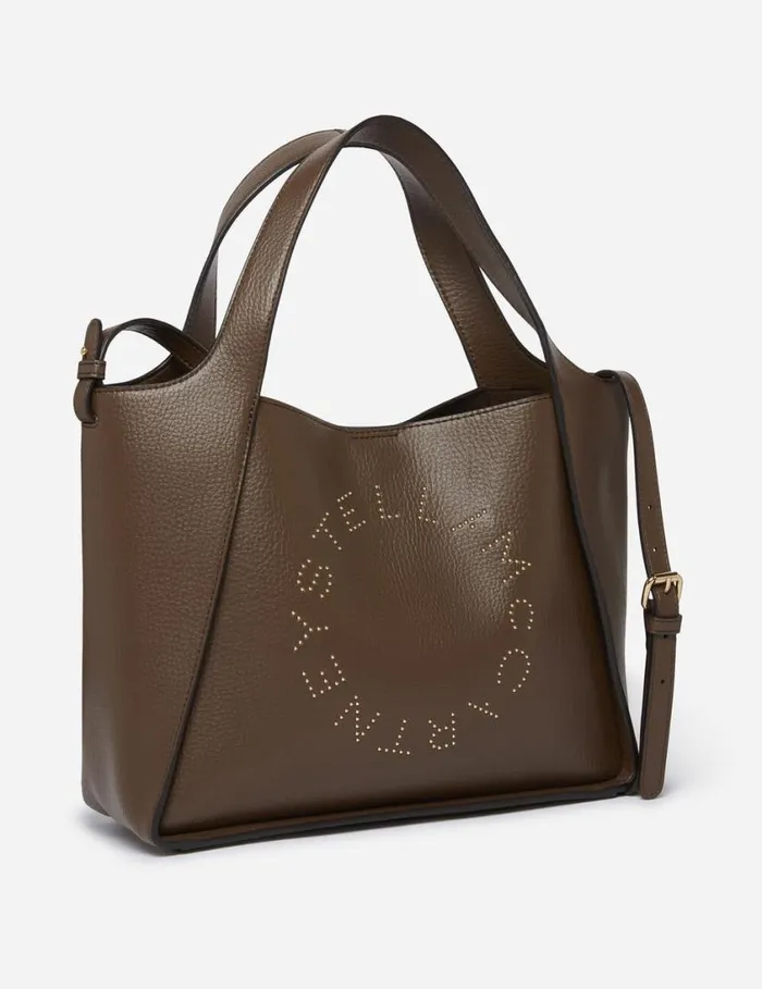 Women Logo Top Handle Crossbody Tote Bag Chocolate Brown Stella McCartney TopHandle Bags