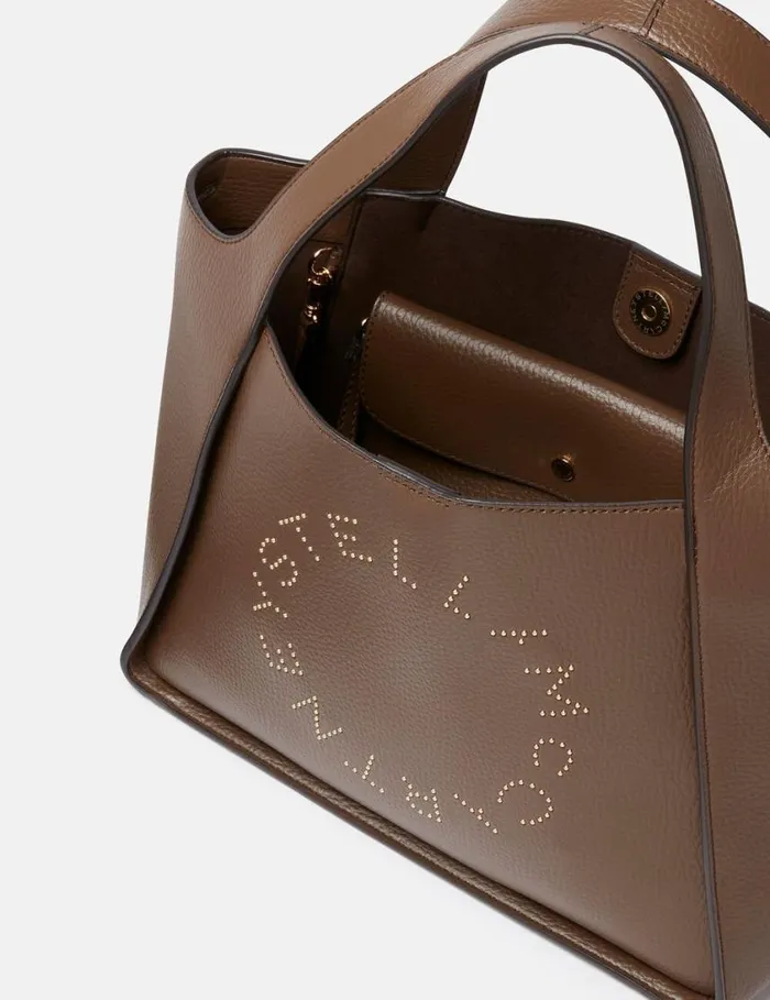 Women Logo Top Handle Crossbody Tote Bag Chocolate Brown Stella McCartney TopHandle Bags