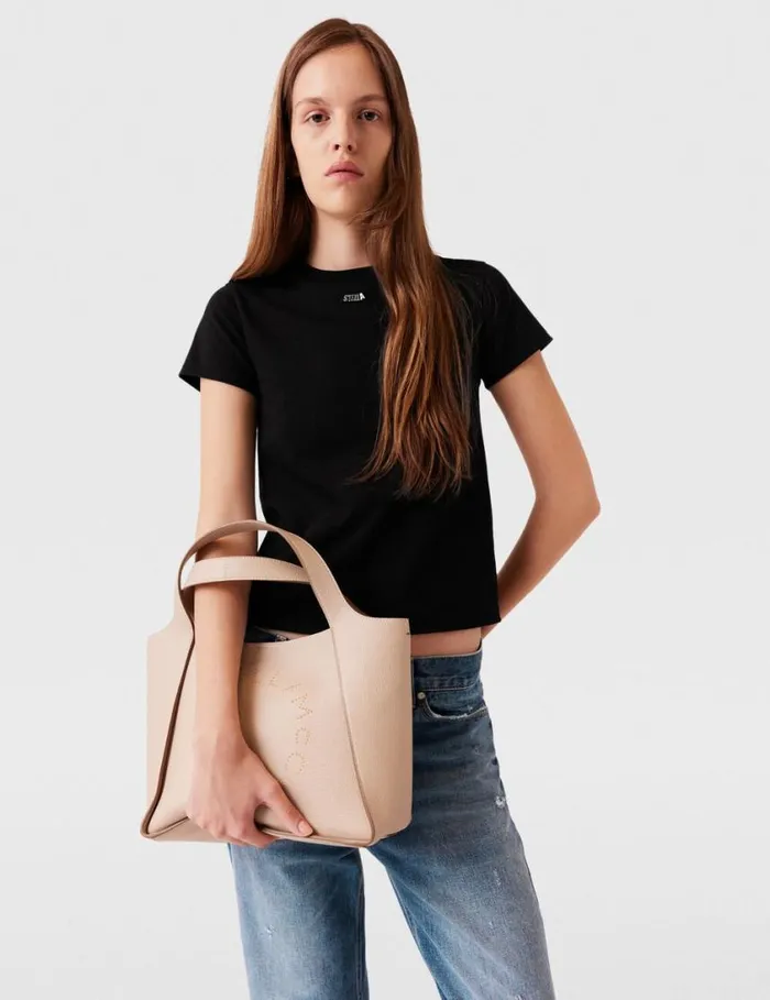 Women Logo Top Handle Crossbody Tote Bag Cream Stella McCartney Crossbody Bags