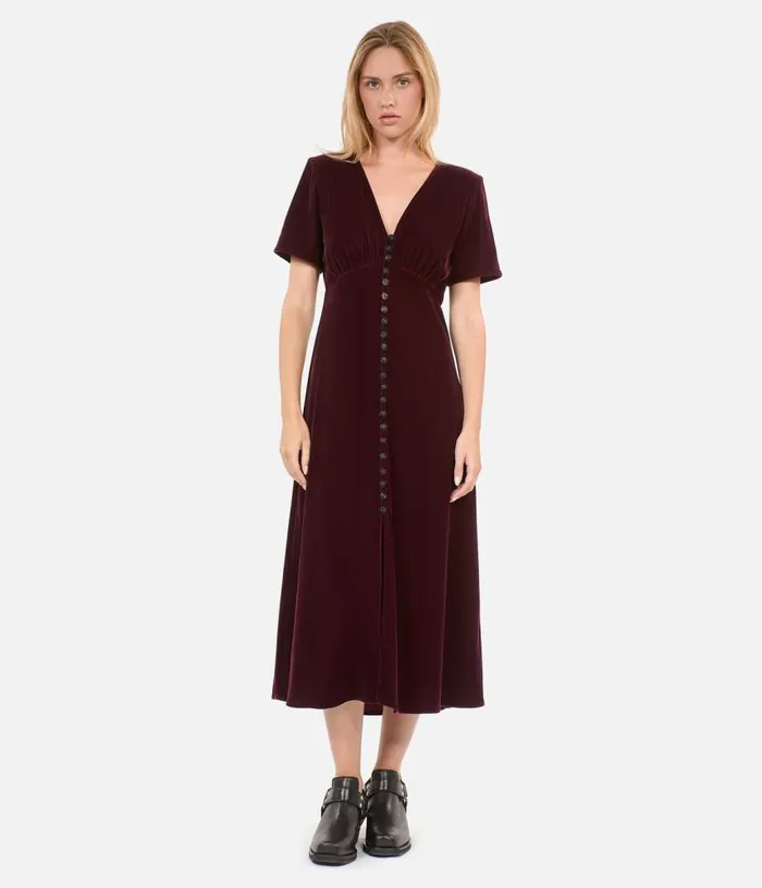Women Long Burgundy Velvet Dress THE KOOPLES Dresses and Jumpsuits