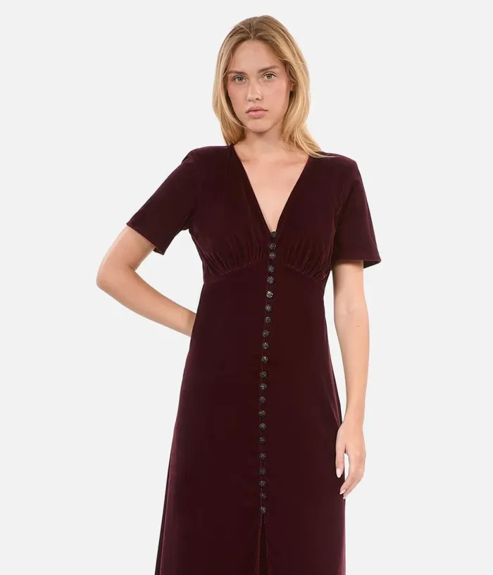 Women Long Burgundy Velvet Dress THE KOOPLES Dresses and Jumpsuits