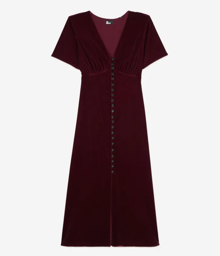 Women Long Burgundy Velvet Dress THE KOOPLES Dresses and Jumpsuits