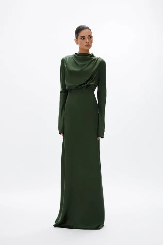 Women Long Sleeve Dresses Rachel Gilbert Lucielle Gown Forrest