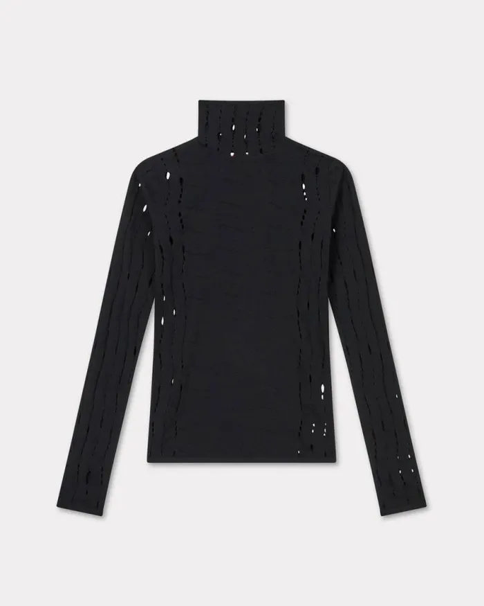 Women Long Sleeves Top Black Kenzo Sweaters And Cardigans