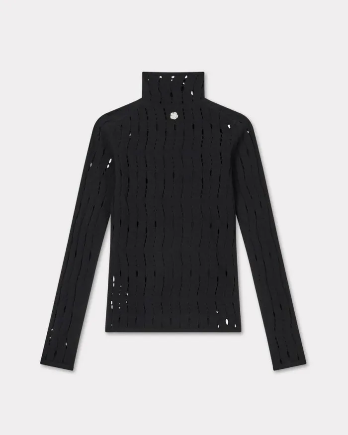 Women Long Sleeves Top Black Kenzo Sweaters And Cardigans