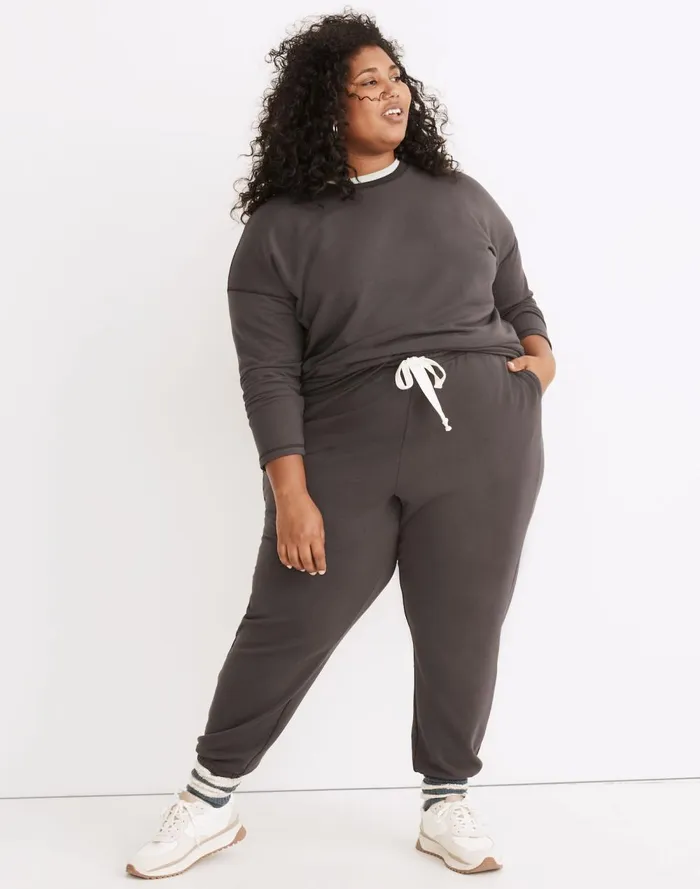 Women Loungewear Madewell Plus MWL Superbrushed Easygoing Sweatshirt Black Coal