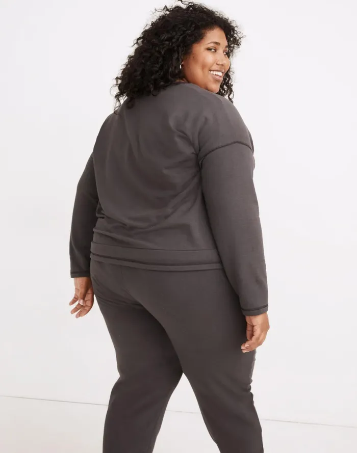 Women Loungewear Madewell Plus MWL Superbrushed Easygoing Sweatshirt Black Coal