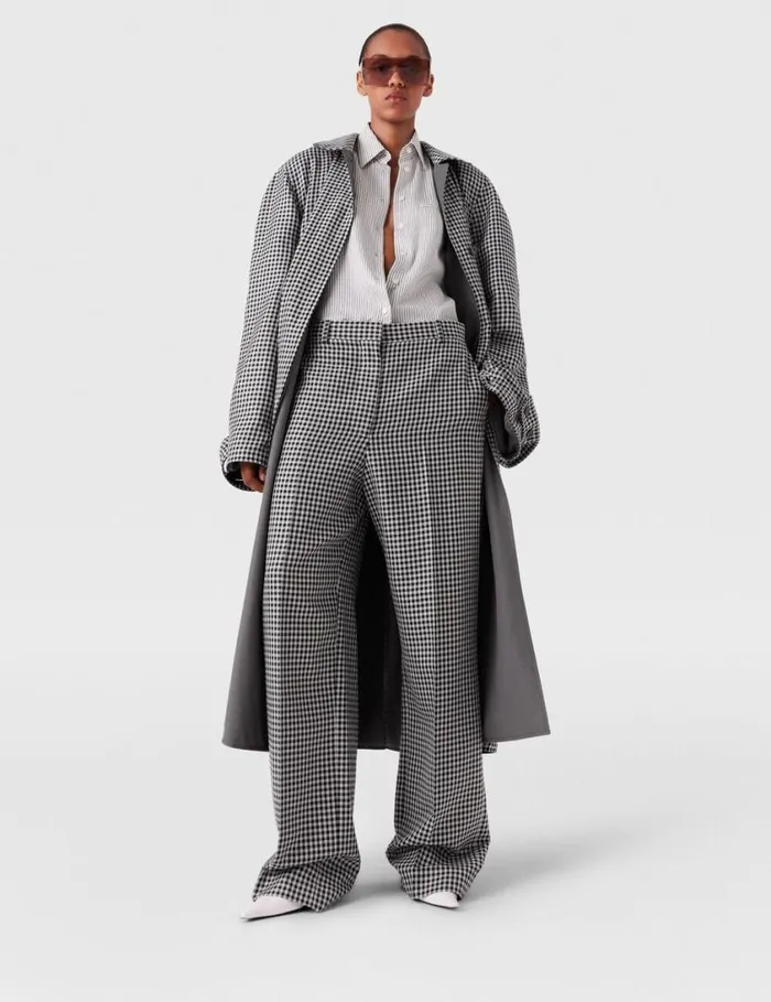 Women LowRise Check StraightLeg Pants Cream And Black Stella McCartney Pants And Shorts