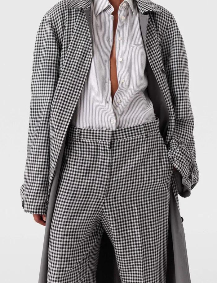 Women LowRise Check StraightLeg Pants Cream And Black Stella McCartney Pants And Shorts