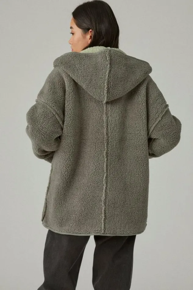 Women Lucky Brand Activewear Reversible Hipile Cardigan Balsam Green