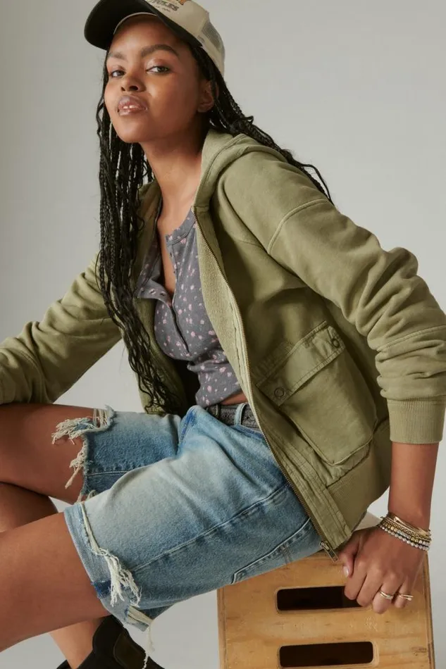 Women Lucky Brand Activewear Utility Zip Hoodie Overland Trek