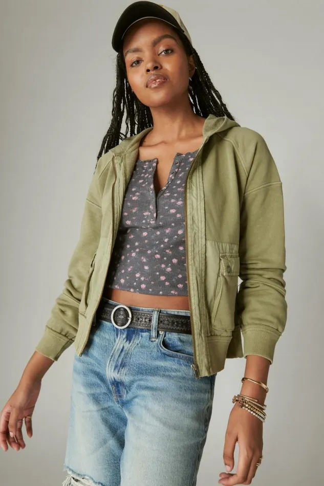 Women Lucky Brand Activewear Utility Zip Hoodie Overland Trek