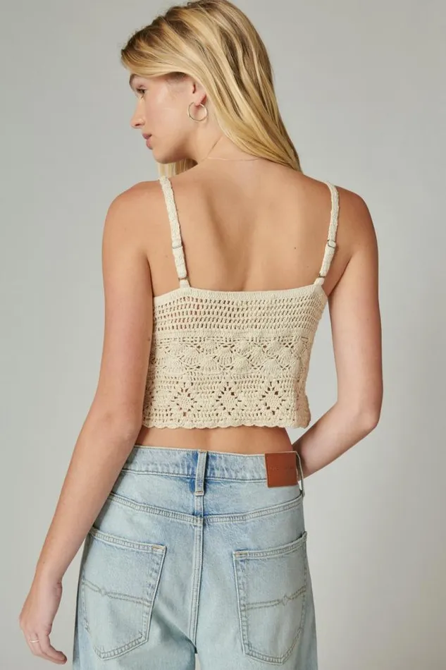 Women Lucky Brand All Tops Crochet Tie Front Tank Gardenia