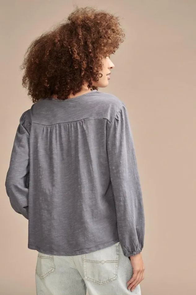 Women Lucky Brand All Tops Cutwork Peasant Top Nightshadow Blue