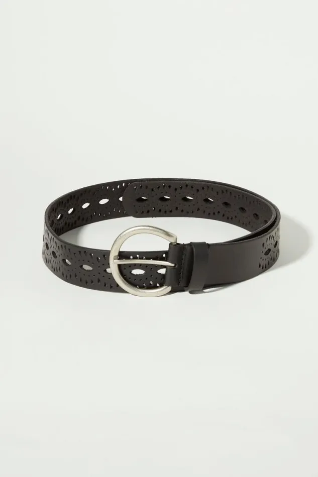 Women Lucky Brand Belts Beachwood Cutout Belt Black