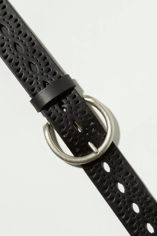 Women Lucky Brand Belts Beachwood Cutout Belt Black