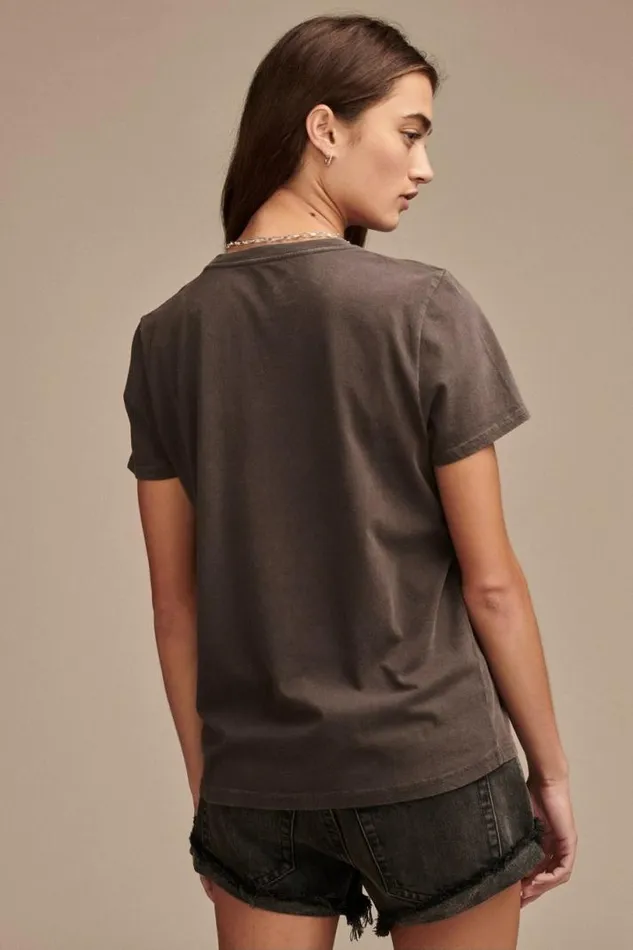 Women Lucky Brand Graphic Tees America Classic Crew Pavement