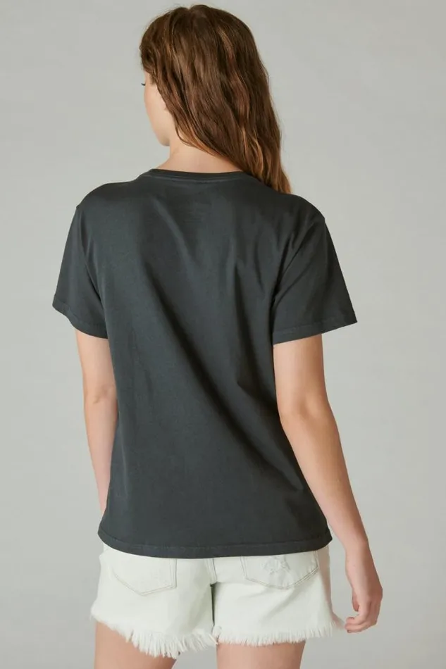 Women Lucky Brand Graphic Tees Budweiser Horse Boyfriend Tee Anthracite
