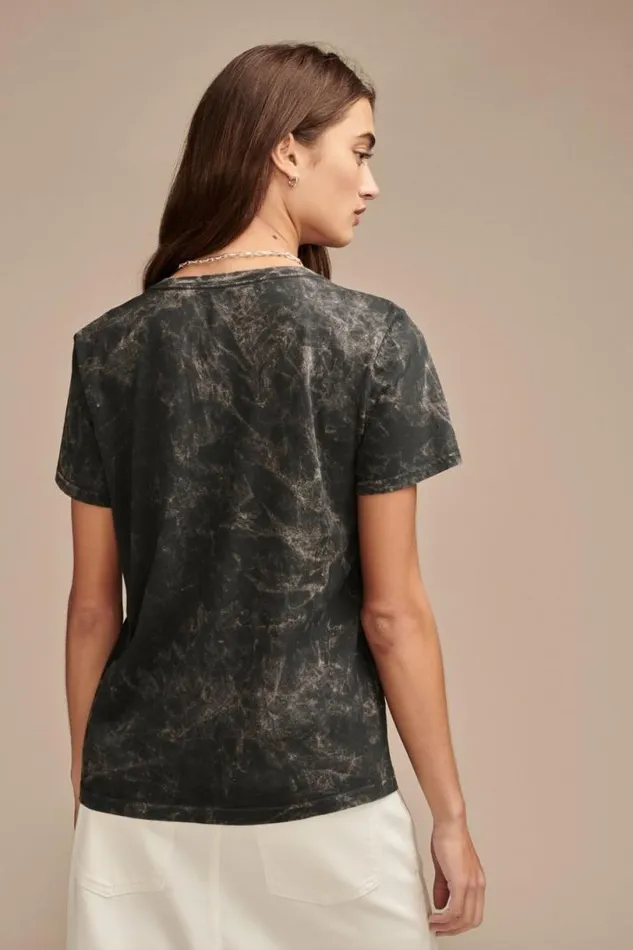 Women Lucky Brand Graphic Tees Embrace Floral Poster Classic Crew Iron Ore