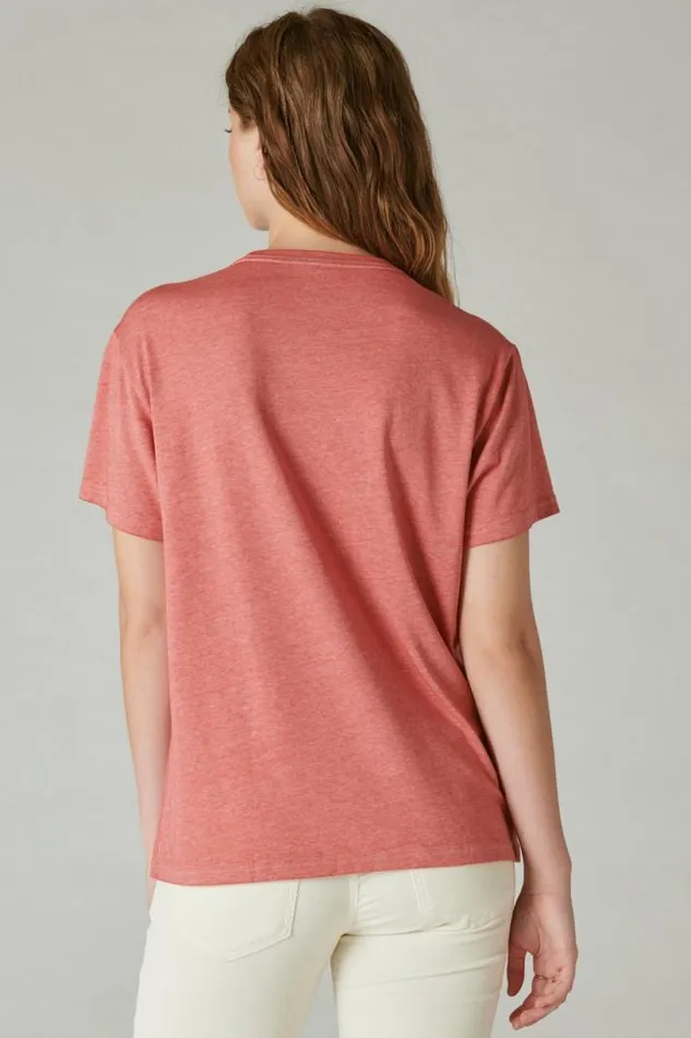 Women Lucky Brand Graphic Tees Lucky Heart Boyfriend Tee Baked Apple