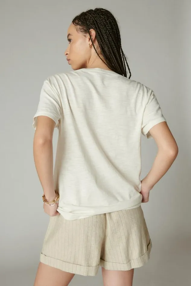 Women Lucky Brand Graphic Tees Lucky Rainbow Boyfriend Tee Whisper White