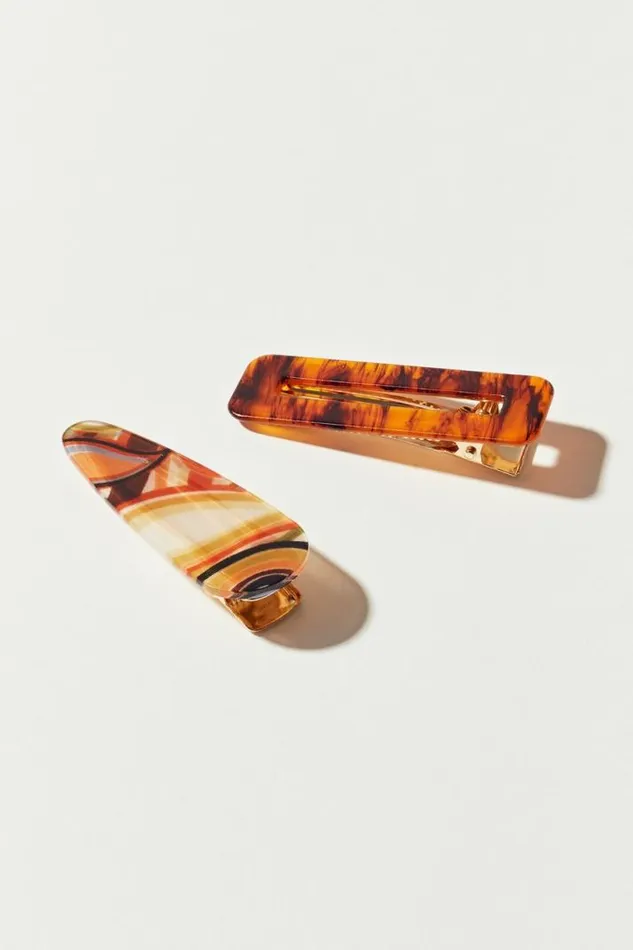 Women Lucky Brand Hair Accessories Groovy Hair Barrette Set Multi
