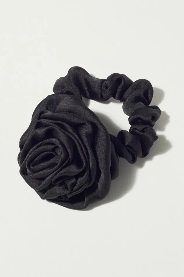 Women Lucky Brand Hair Accessories Rosette Scrunchie Black