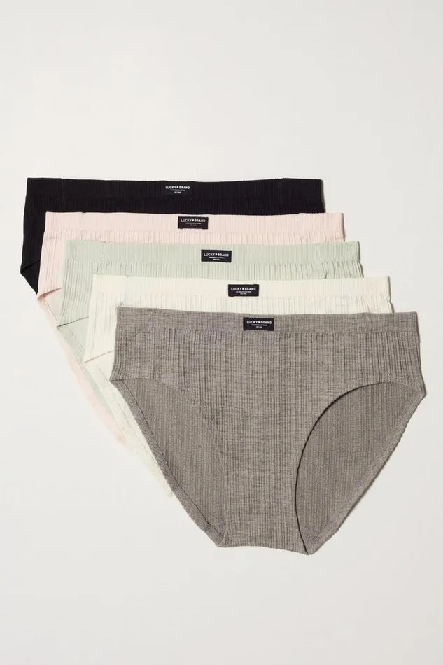 Women Lucky Brand Intimates and Sleepwear Lucky Basics Bikini 5 Pk Dark Grey