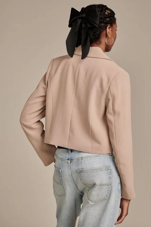 Women Lucky Brand Jackets and Outerwear Cropped Blazer Dune
