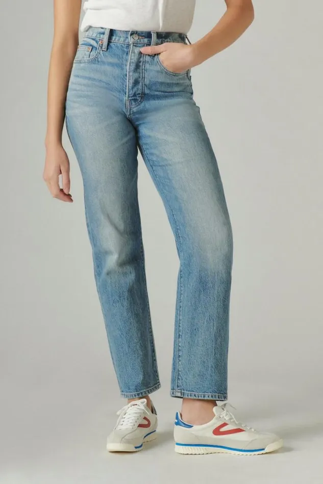 Women Lucky Brand Jeans 90039s Loose High Rise Straight Gilman Blue
