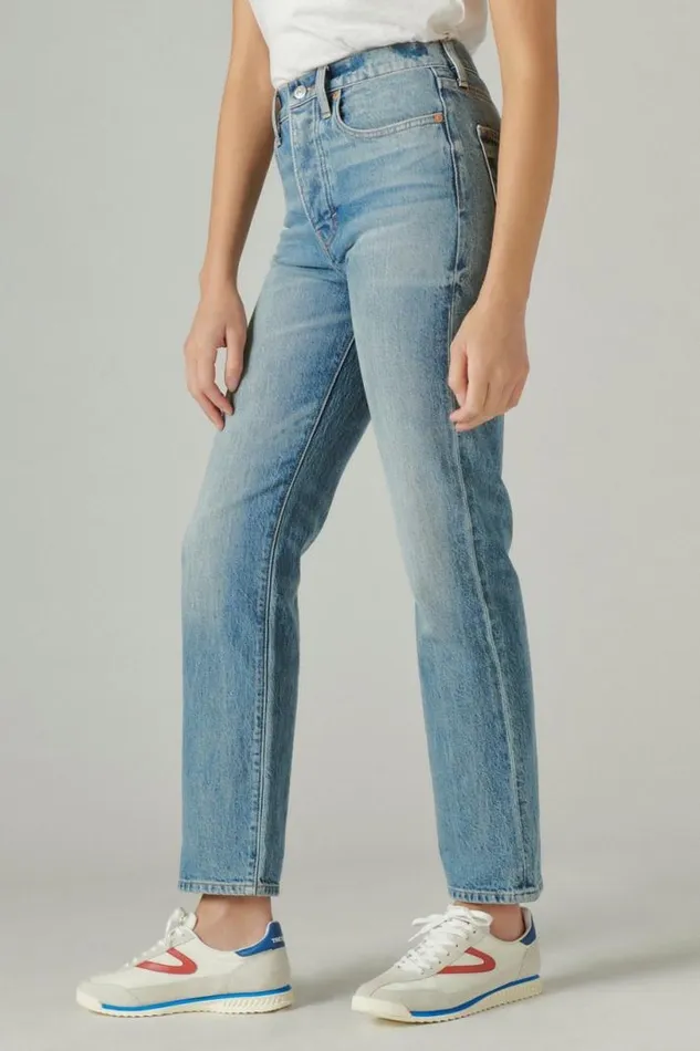 Women Lucky Brand Jeans 90039s Loose High Rise Straight Gilman Blue