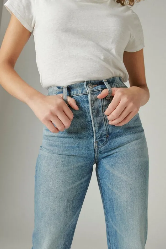 Women Lucky Brand Jeans 90039s Loose High Rise Straight Gilman Blue