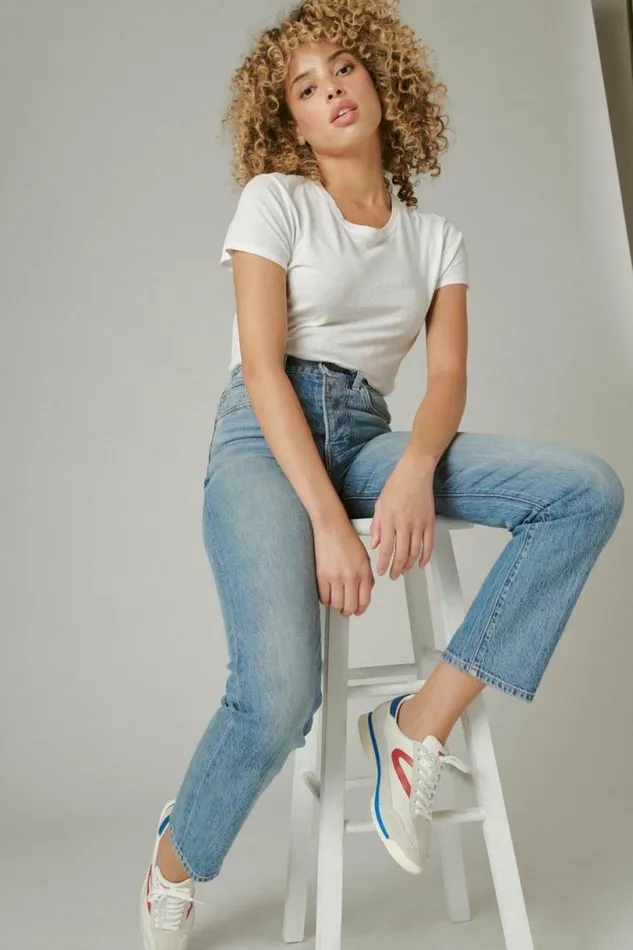 Women Lucky Brand Jeans 90039s Loose High Rise Straight Gilman Blue