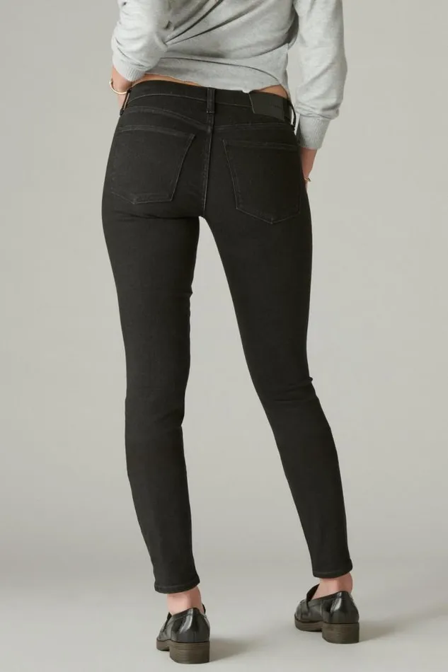 Women Lucky Brand Jeans Mid Rise Ava Skinny Clean Black