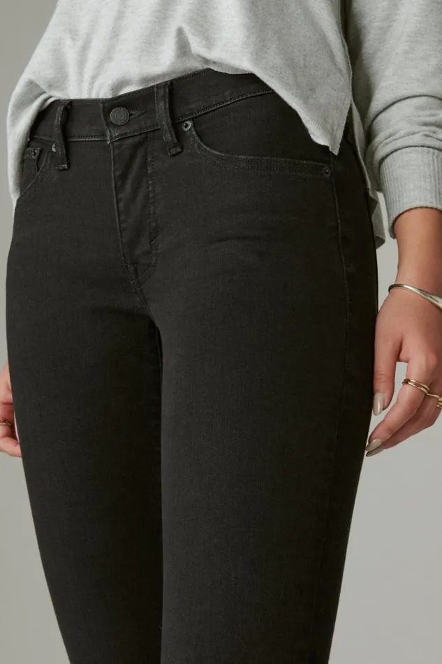 Women Lucky Brand Jeans Mid Rise Ava Skinny Clean Black