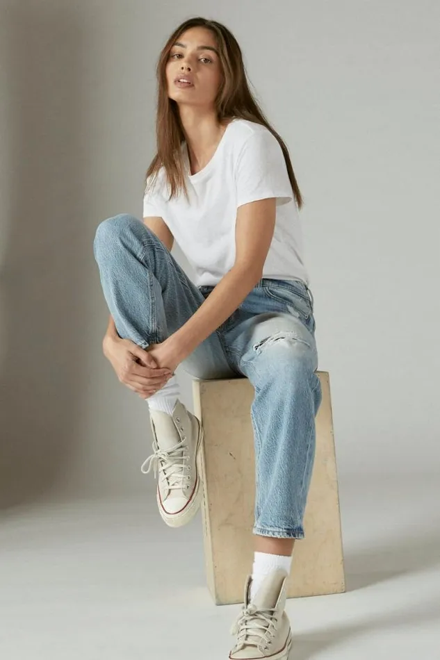 Women Lucky Brand Jeans Mid Rise Boy Jean Red Carpet Dest