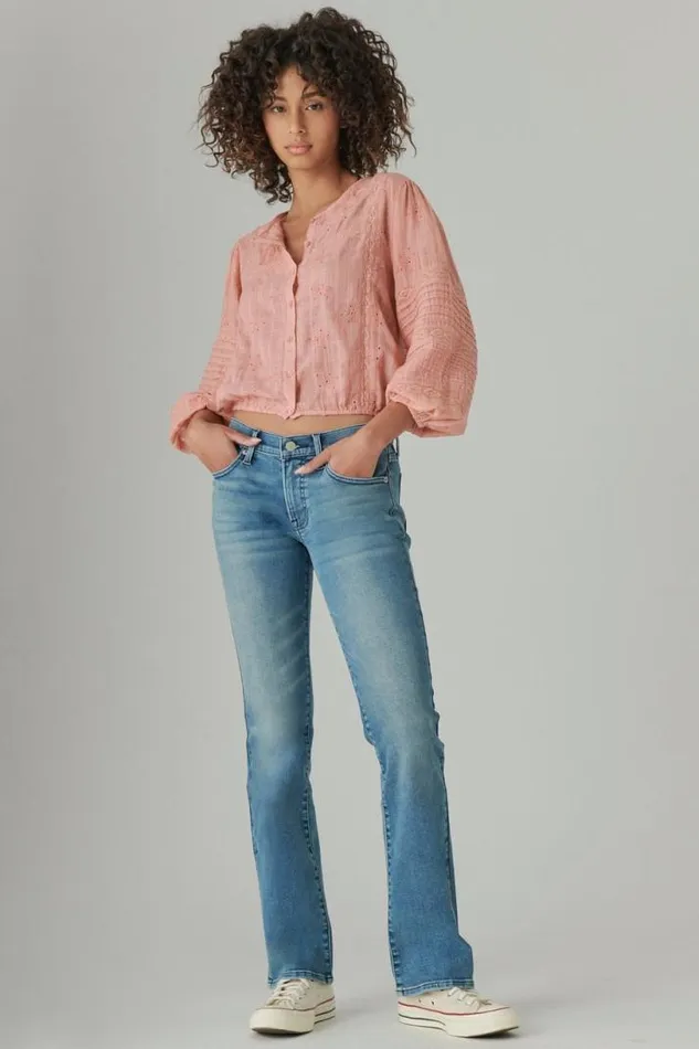 Women Lucky Brand Jeans Mid Rise Sweet Boot Glass Mount