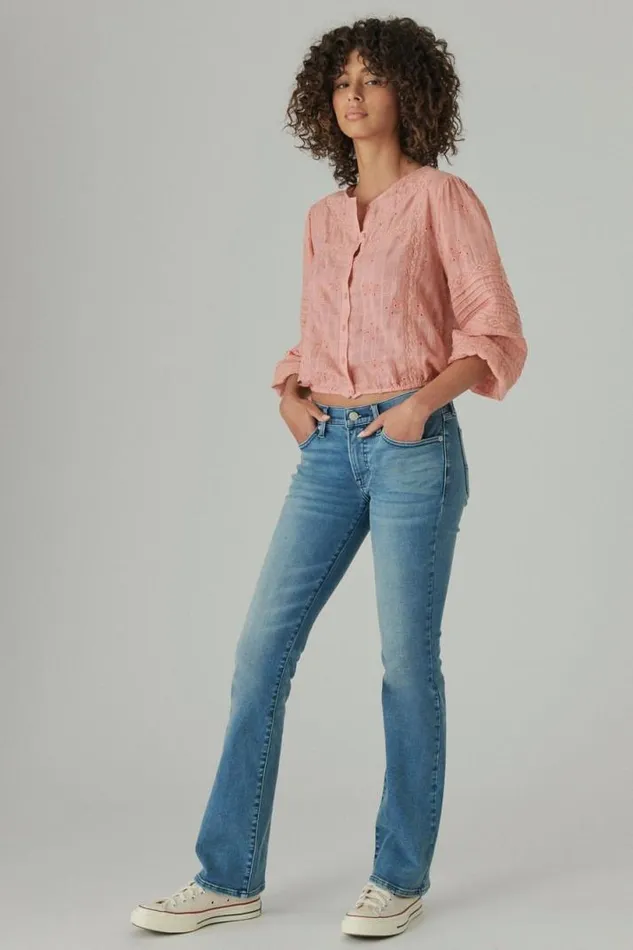 Women Lucky Brand Jeans Mid Rise Sweet Boot Glass Mount