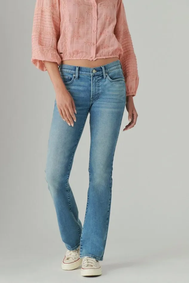 Women Lucky Brand Jeans Mid Rise Sweet Boot Glass Mount