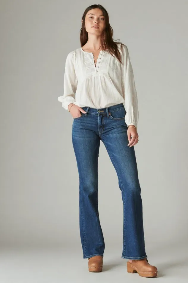 Women Lucky Brand Jeans Mid Rise Sweet Flare Starry Night