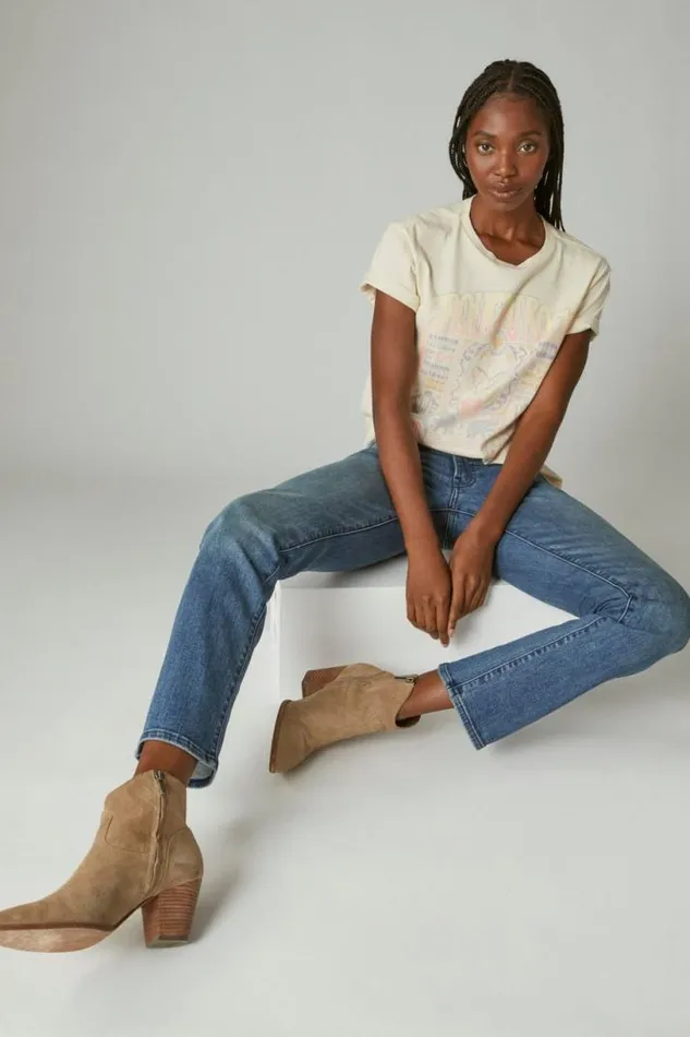 Women Lucky Brand Jeans Mid Rise Sweet Straight Gemini