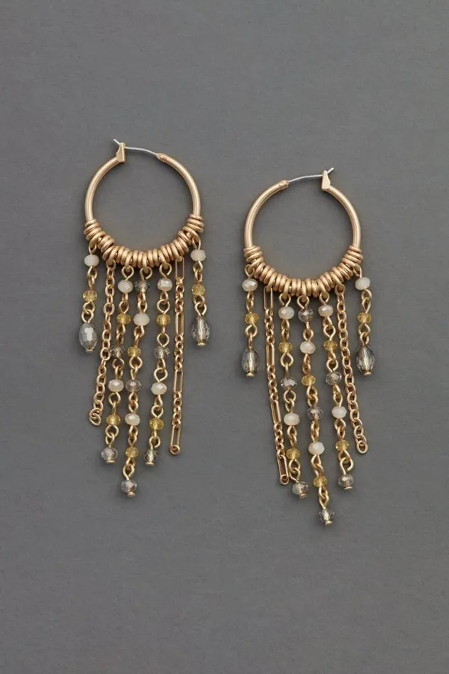 Women Lucky Brand Jewelry Chandelier Fringe Earring Gold