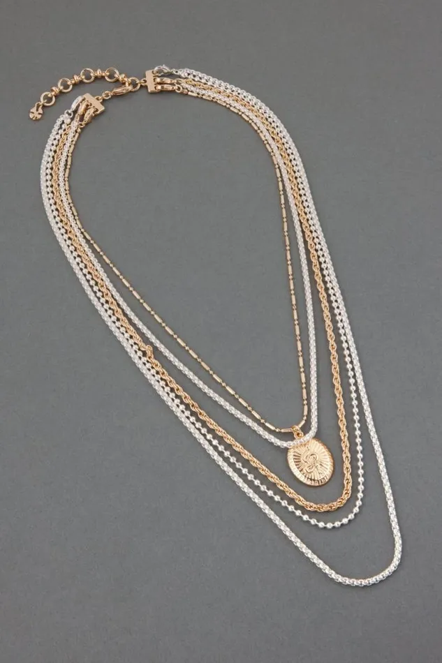 Women Lucky Brand Jewelry Drama Layer Necklace Two Tone